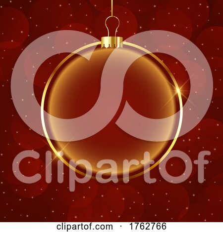 Christmas Background with Gold Bauble Design by KJ Pargeter