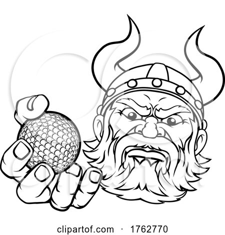 Viking Golf Ball Sports Mascot Cartoon by AtStockIllustration