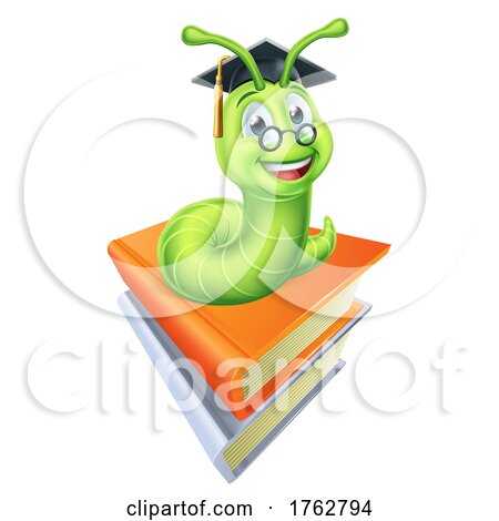 Cartoon Caterpillar Book Worm by AtStockIllustration