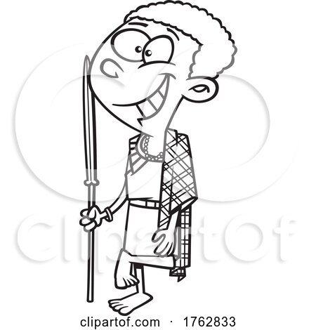 Black and White Cartoon Boy from Kenya by toonaday