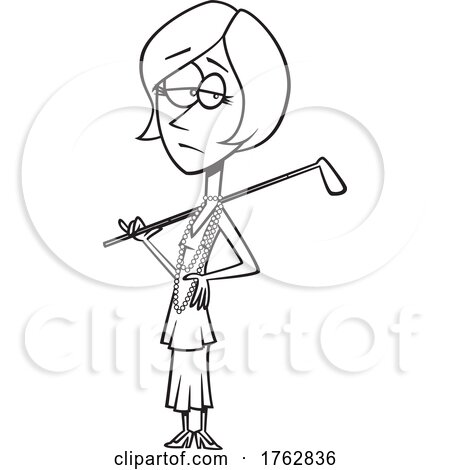 Black and White Cartoon Jordan Baker the Female Golfer from the Great Gatsby by toonaday