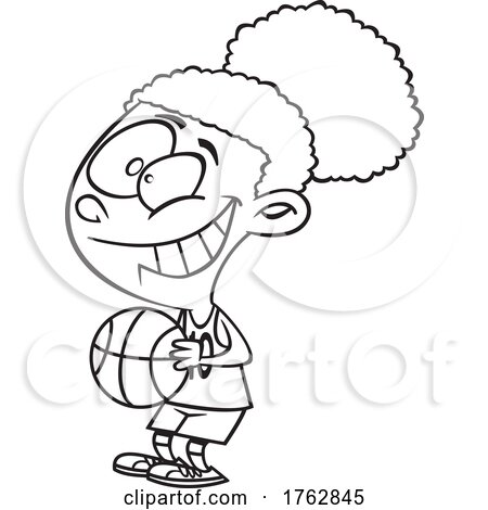 Black and White Cartoon Girl Basketball Player by toonaday