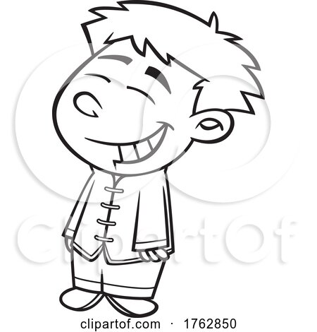 Black and White Cartoon Boy from China by toonaday