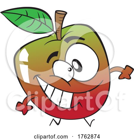 Cartoon Grinning Apple by toonaday