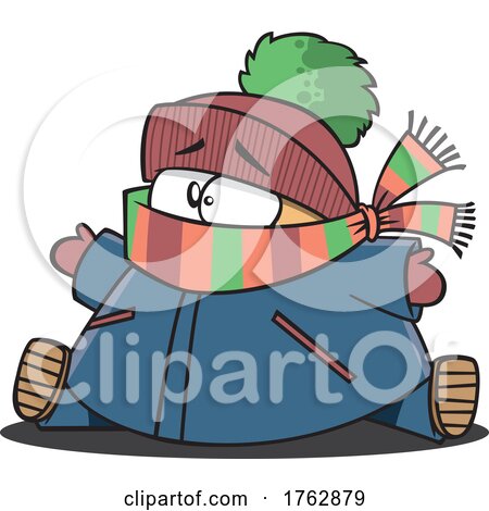 Cartoon Chubby Boy Bundled up for Winter by toonaday