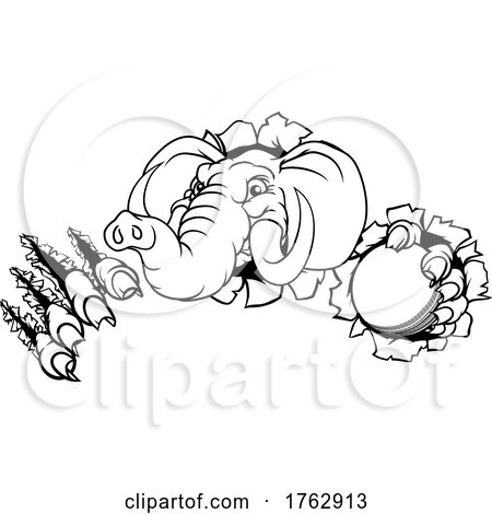 Elephant Cricket Ball Sports Animal Mascot by AtStockIllustration