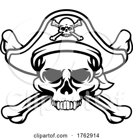 Pirate Hat Skull and Crossbones Cartoon by AtStockIllustration #1762914