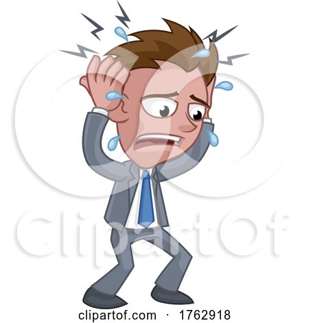 Stress Anxiety or Headache Business Man Cartoon by AtStockIllustration