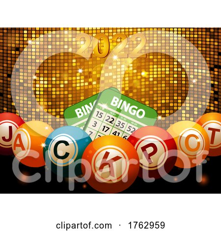 2022 Bingo Balls Jackpot and Cards on Disco Wall by elaineitalia