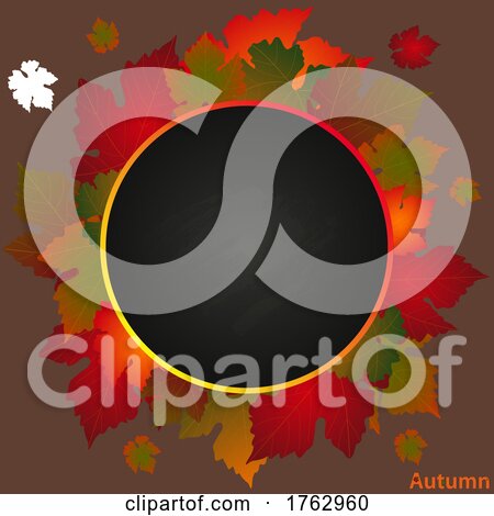 Autumn Circular Border with Blackboard and Leafs by elaineitalia