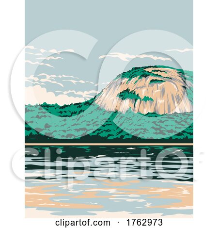 Echo Lake State Park with Echo Lake Cathedral Ledge and White Horse Ledge in North Conway New Hampshire USA WPA Poster Art by patrimonio