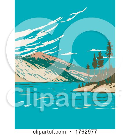 Lake Tahoe Nevada State Park with Marlette Lake and Hobart Reservoir Nevada USA WPA Poster Art by patrimonio