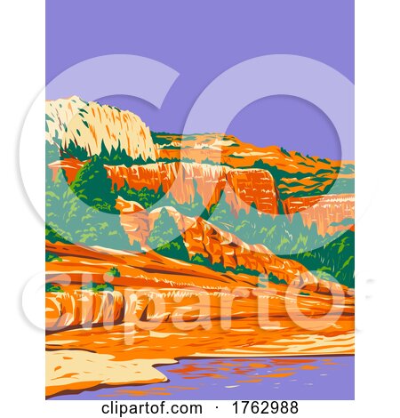 Slide Rock State Park Located in Oak Creek Canyon Sedona Arizona USA WPA Poster Art by patrimonio