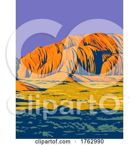 Snow Canyon State Park with Navajo Sandstone of the Red Mountains in Red Cliffs Desert Reserve in Utah USA WPA Poster Art by patrimonio