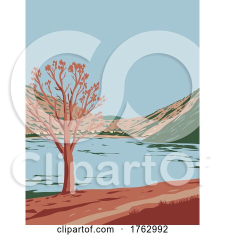 Spring Valley State Park with Eagle Valley Reservoir in Eastern Nevada USA WPA Poster Art by patrimonio
