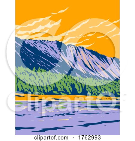 Thompson Falls State Park with the Clark Fork River in Montana USA WPA Poster Art by patrimonio