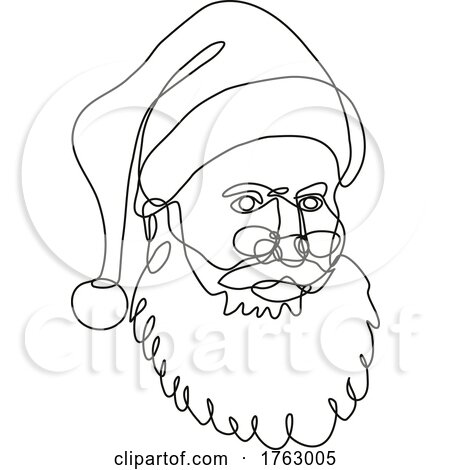 Santa Claus Kris Kringle Father Christmas Viewed from Side Continuous Line Drawing by patrimonio
