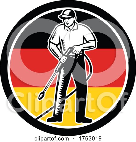 German Pressure Washing Flag of Germany Circle Retro by patrimonio