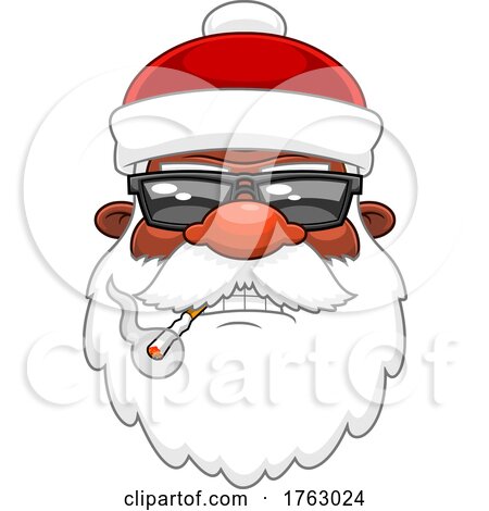 Santa Face Smoking a Cigarette by Hit Toon