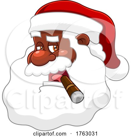 Santa Face Smoking a Cigar by Hit Toon
