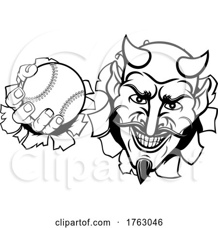 Devil Satan Baseball Ball Sports Mascot Cartoon by AtStockIllustration