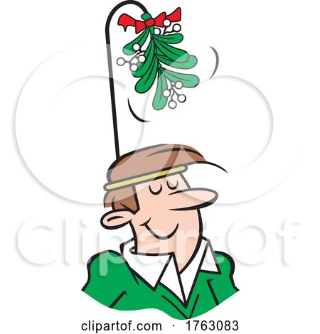 Cartoon Couple Man Wearing a Christmas Mistletoe Headband by Johnny Sajem