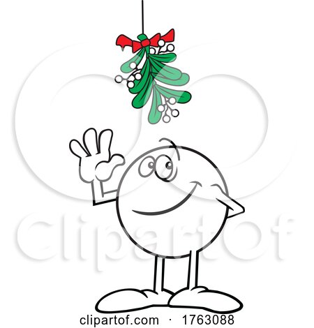 Cartoon Moodie Character Waving Under the Christmas Mistletoe by Johnny Sajem