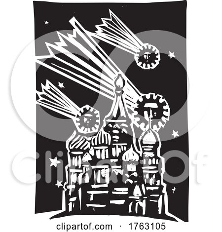 Woodcut Style Comets That Look like Covid Pandemic Spores by xunantunich