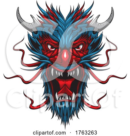 Blue and Red Dragon Head by Vector Tradition SM