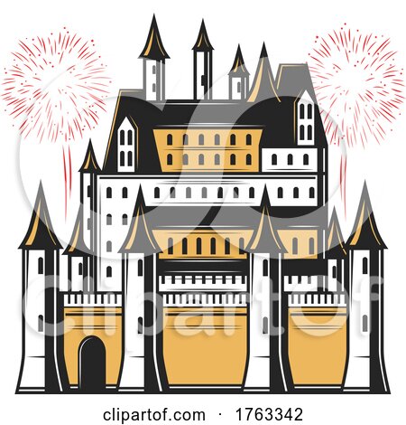 Castle with Fireworks by Vector Tradition SM