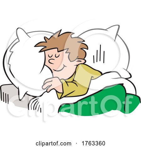 Cartoon Boy Sleeping on a Fluffy Pillow by Johnny Sajem