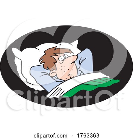 Cartoon Man Having a Sleepless Night by Johnny Sajem
