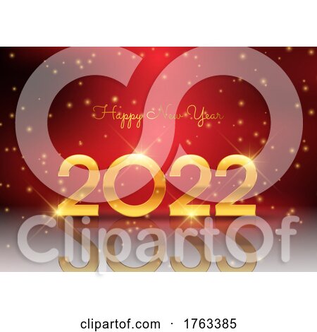 Decorative Red and Gold Happy New Year Background by KJ Pargeter