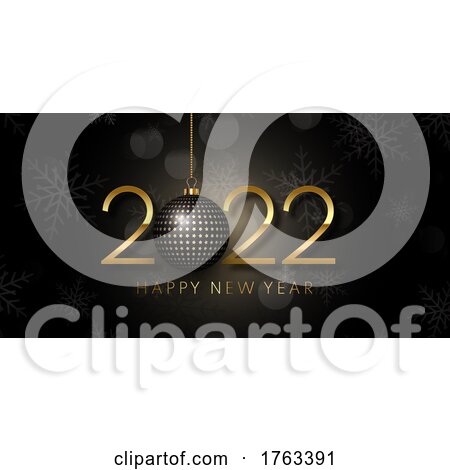 Happy New Year Banner Design with Hanging Bauble by KJ Pargeter