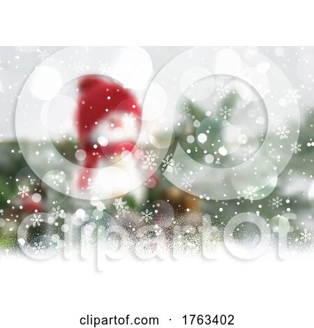 Defocussed Christmas Snowman Background with Snowflake Design by KJ Pargeter