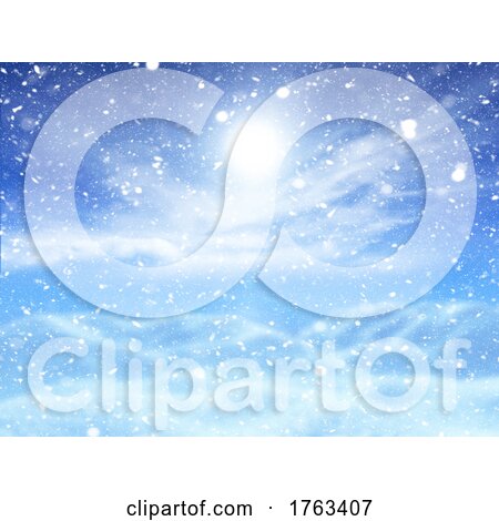 3D Christmas Background with Snowy Landscape by KJ Pargeter