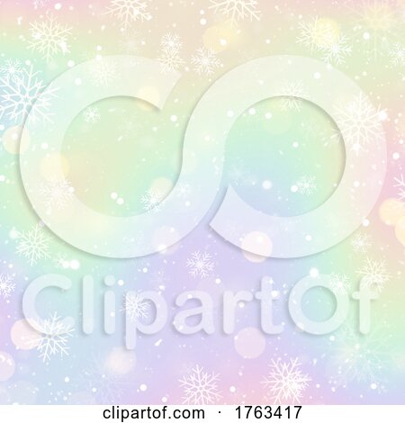 Christmas Hologram Background with Pastel Gradient and Snowflakes Design by KJ Pargeter