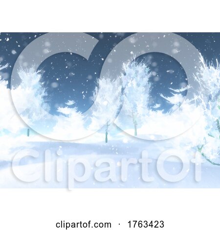 Hand Painted Winter Snowy Landscape by KJ Pargeter