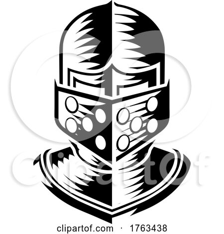 Knight Helmet Armor Helm Medieval Vintage Woodcut by AtStockIllustration