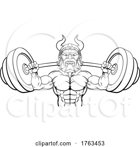Viking Weight Lifting Mascot Muscle Gym Cartoon by AtStockIllustration