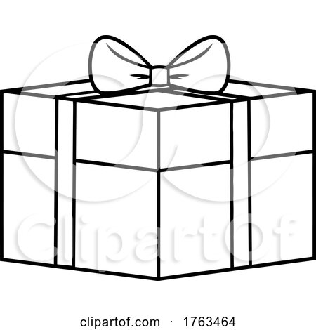 Black and White Cartoo Gift Box with Ribbon and a Bow by Hit Toon