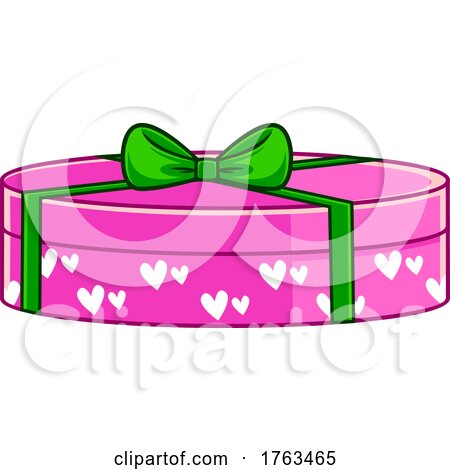 Cartoon Pink Round Gift with Hearts by Hit Toon