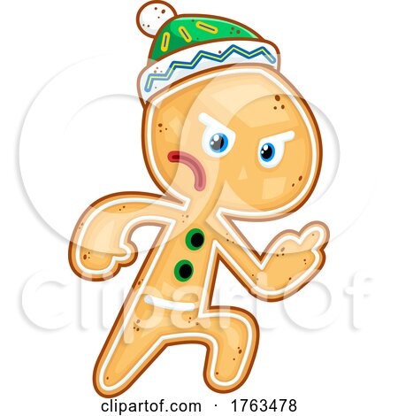 Cartoon Gingerbread Man Cookie Holding up a Middle Finger by Hit Toon