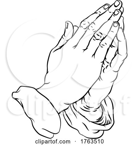 Praying Hands in Prayer Comic Book Pop Art Cartoon by AtStockIllustration