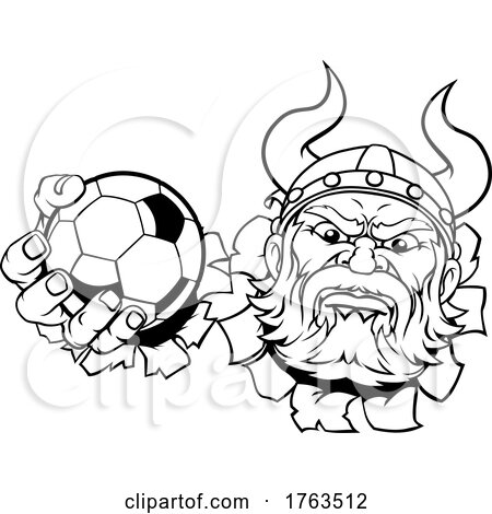 Viking Soccer Football Ball Sports Mascot Cartoon by AtStockIllustration