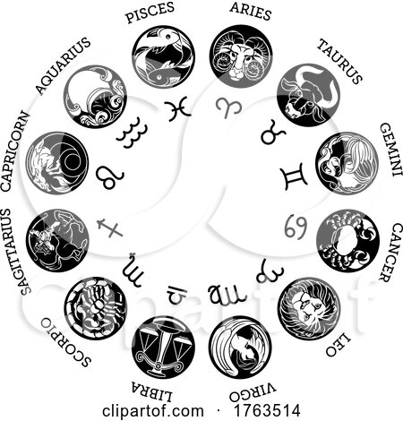 Astrology Zodiac Horoscope Star Signs Icon Set by AtStockIllustration
