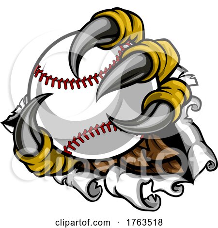 Tearing Ripping Claw Talons Holding Baseball Ball by AtStockIllustration