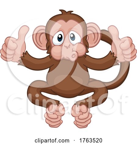 Monkey Cartoon Animal Giving Double Thumbs up by AtStockIllustration