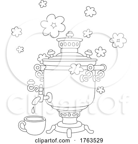Tea Party Steaming Samovar and Cup by Alex Bannykh