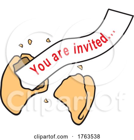 Cartoon Fortune Cookie with a You Are Invited Message by Johnny Sajem